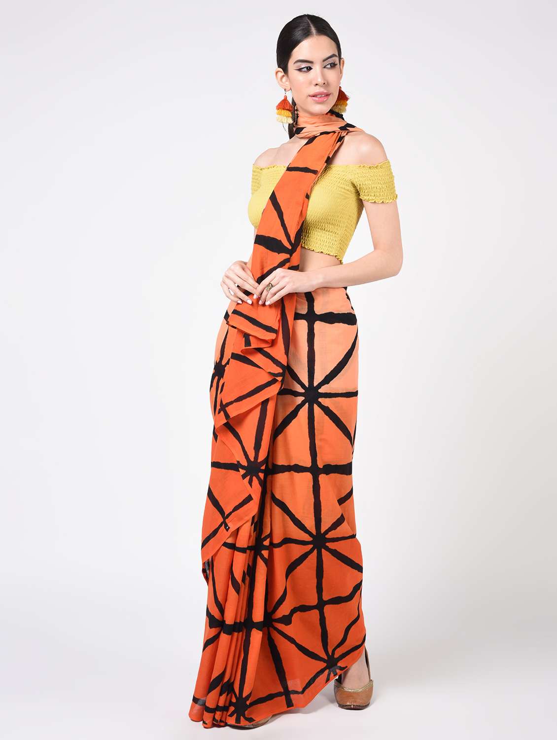 printed woven saree  with blouse