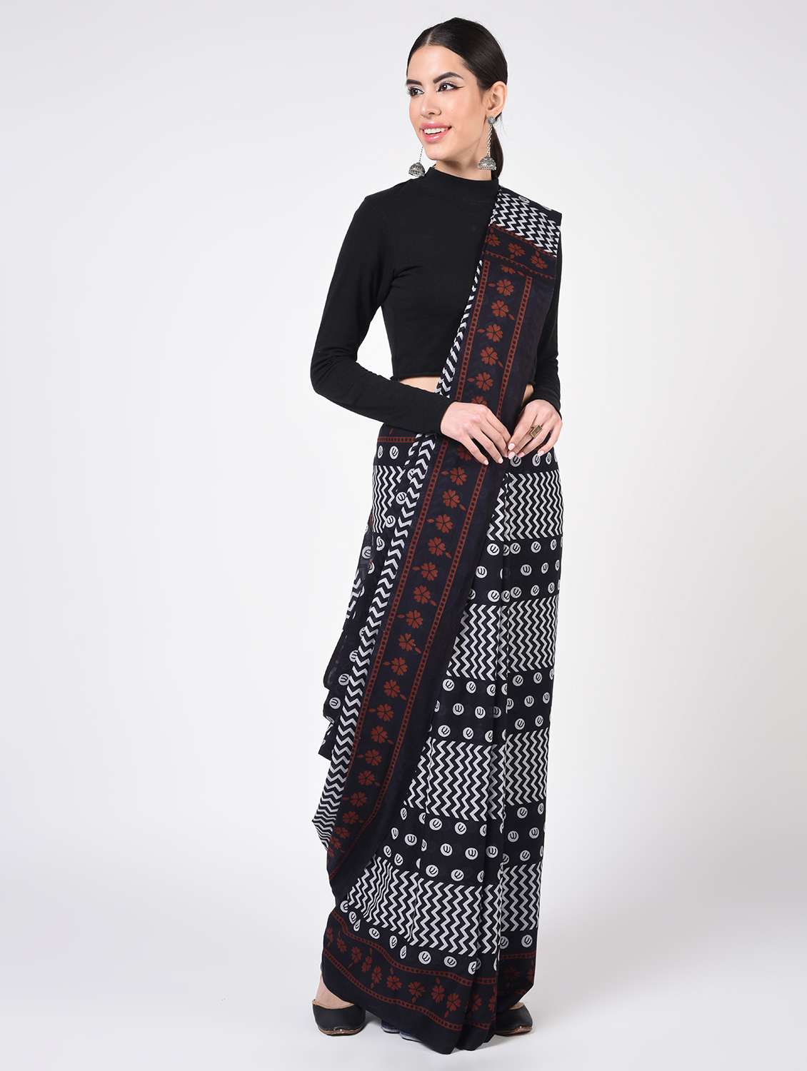 printed woven saree  with blouse