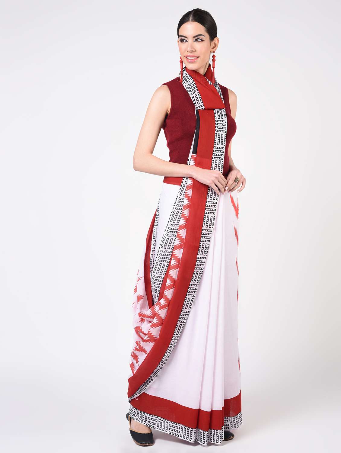 printed woven saree  with blouse