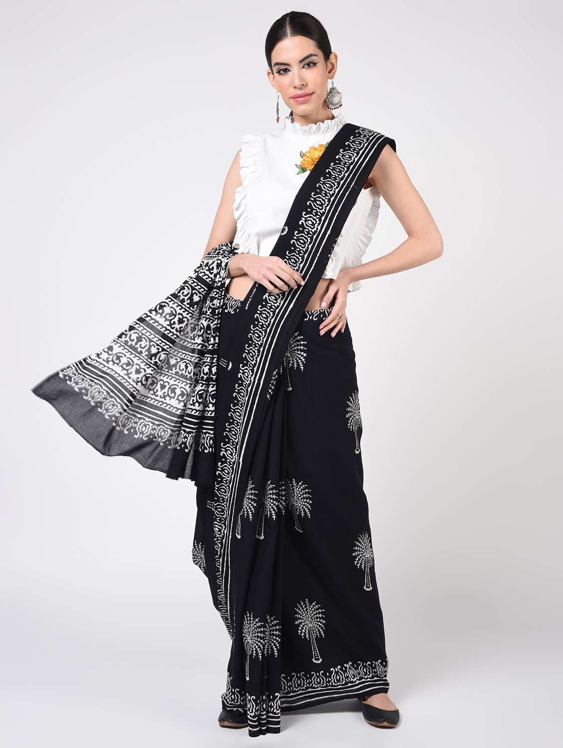 printed woven saree  with blouse