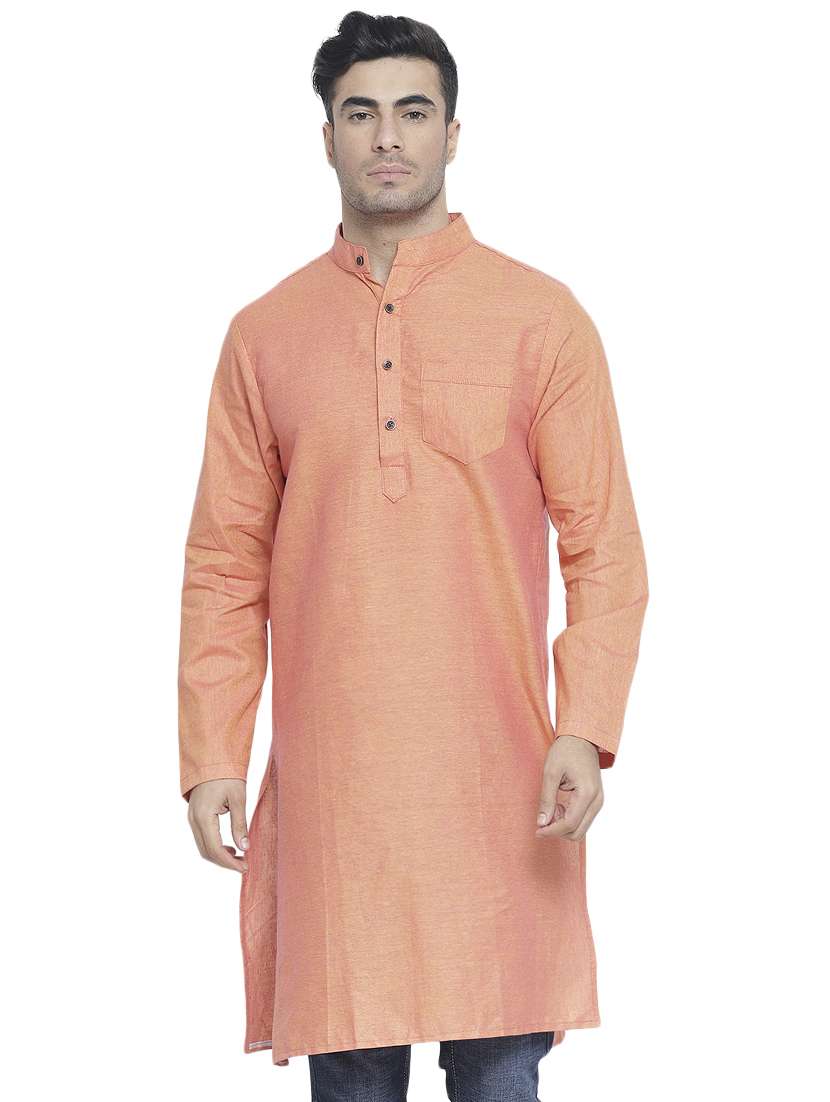 orange solid long kurta