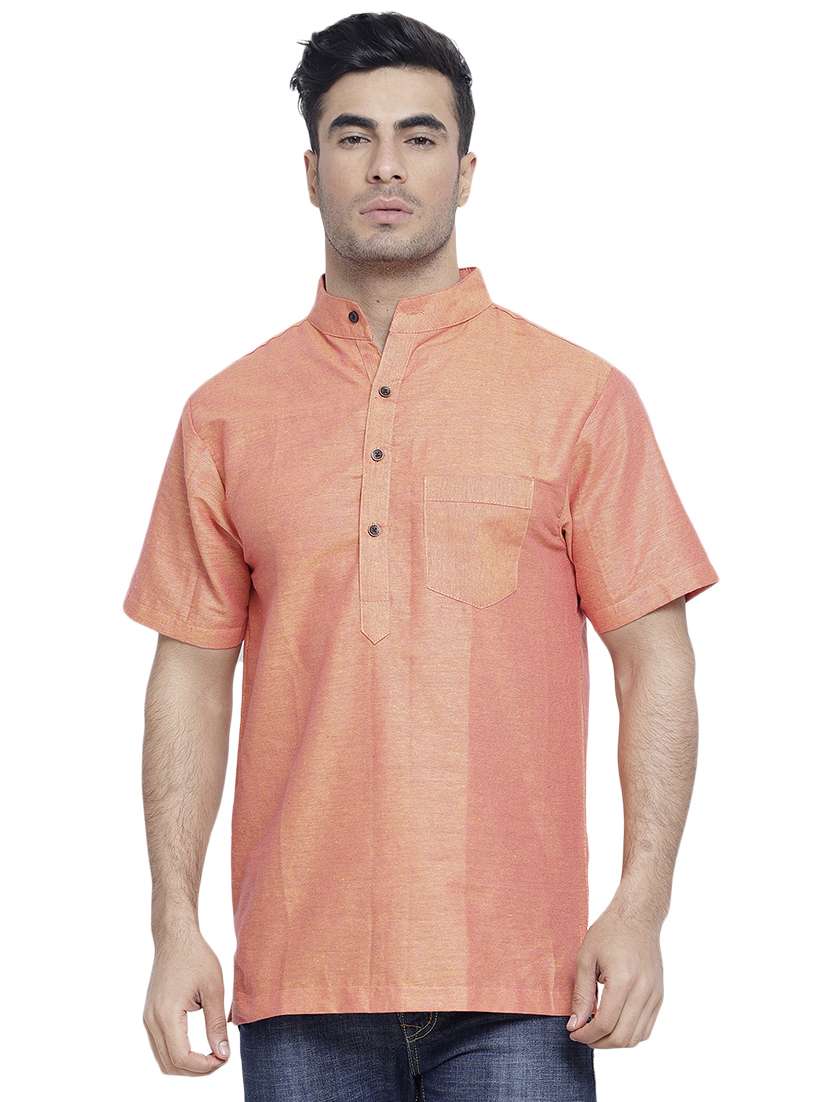orange solid short kurta