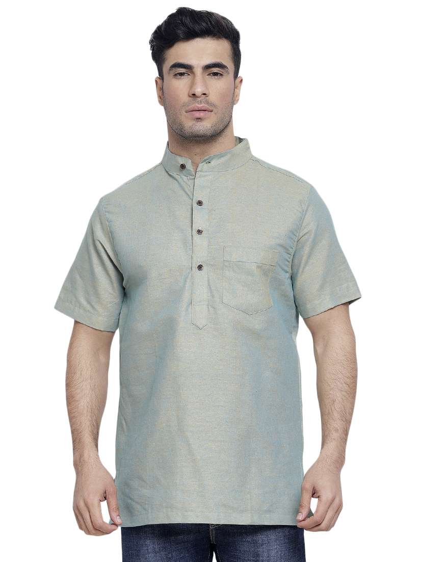 grey solid short kurta