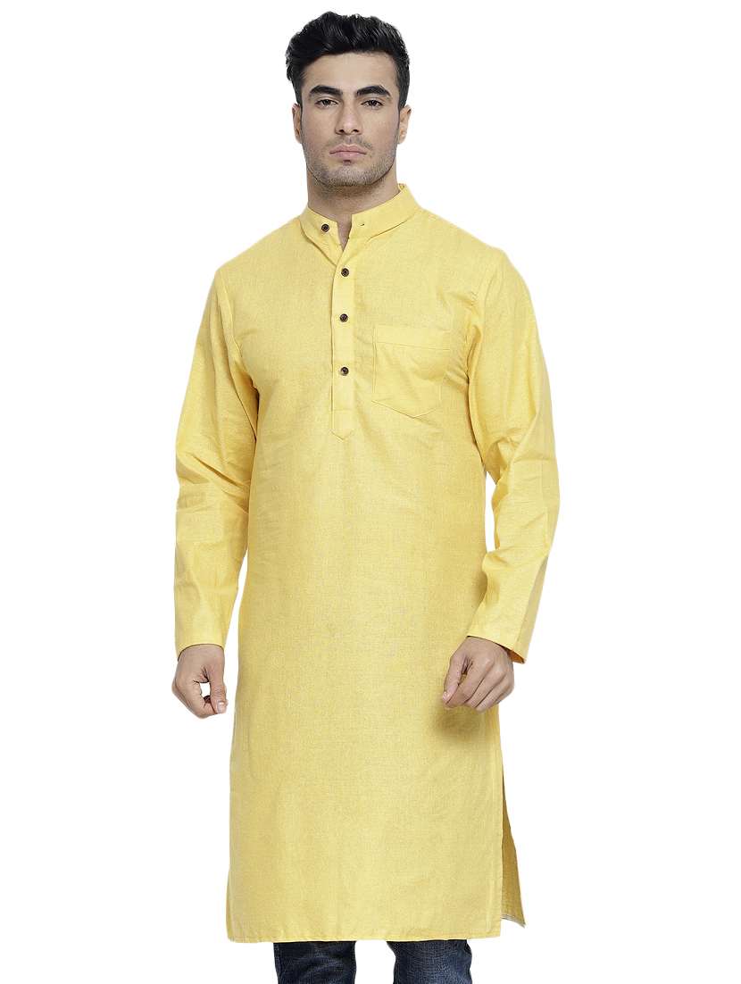 yellow solid long kurta