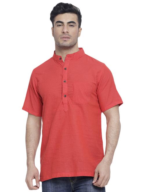 red solid short kurta - 16935137 - Standard Image - 0