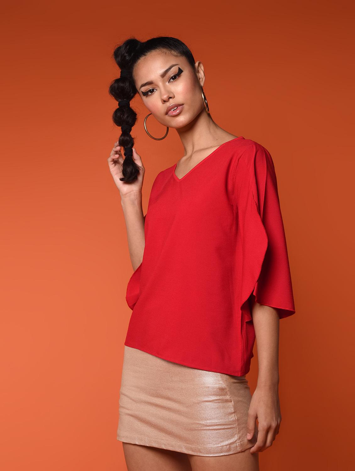 women's straight v neck top - 16936298 - Zoom Image - 0