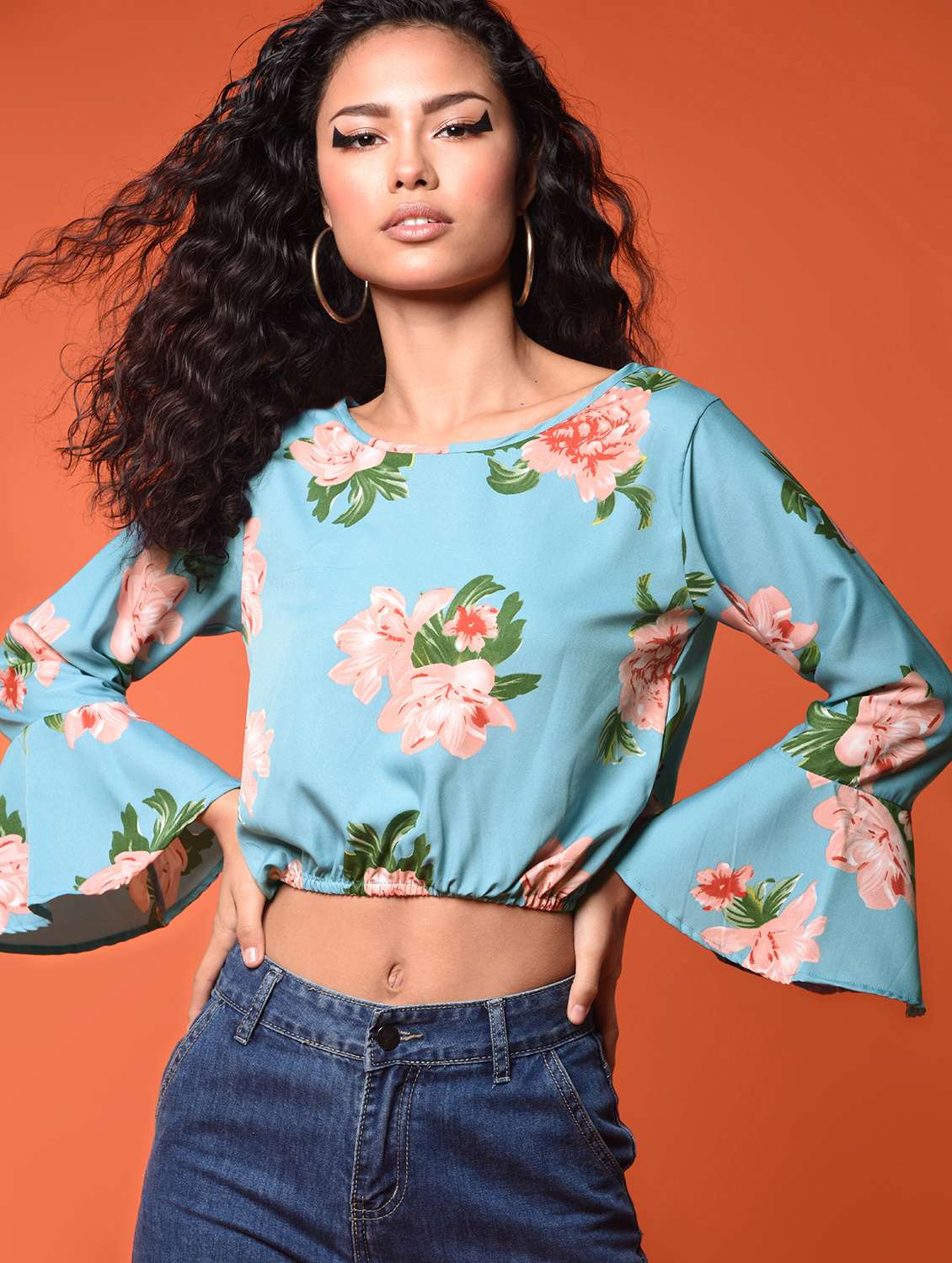 women's blouson round neck top - 16936302 - Zoom Image - 0
