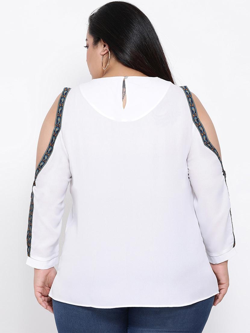 lace detail cold shoulder top - 16936508 - Standard Image - 2