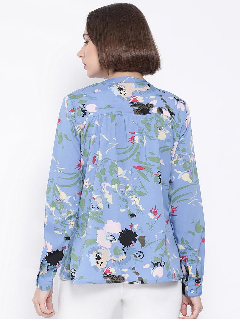 mandarin neck floral shirt - 16936606 - Standard Image - 2