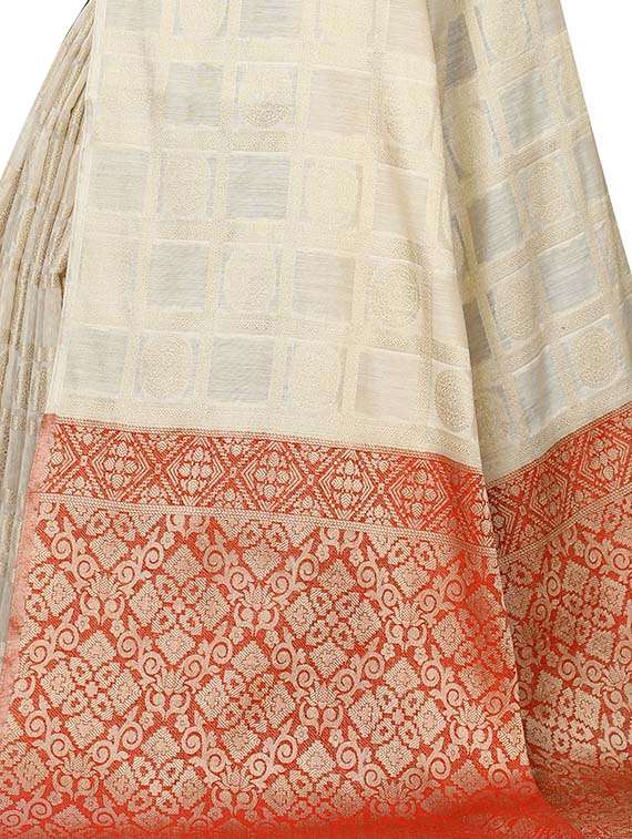 checkered banarasi saree with blouse - 16937526 - Standard Image - 2