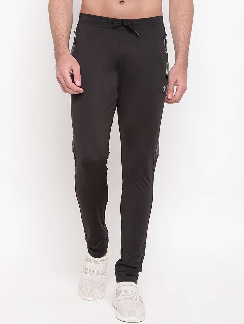 black side striped full length track pants