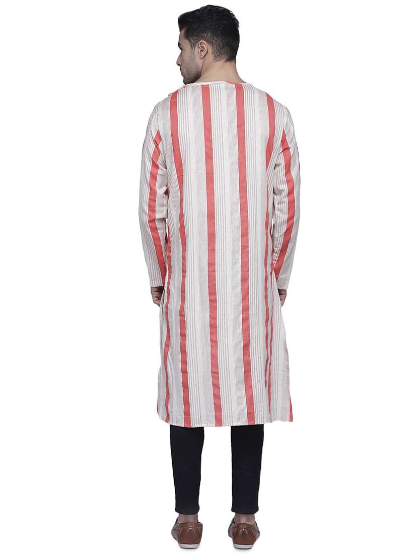 pink striped asymmetric kurta - 16938509 - Standard Image - 2