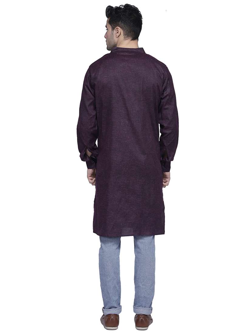 purple solid asymmetric kurta - 16938517 -  Standard Image - 2