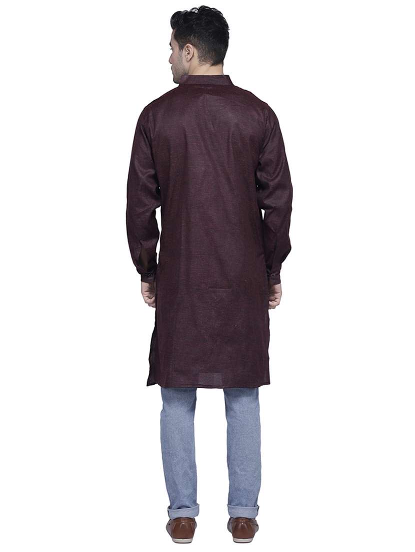 purple solid long kurta - 16938518 - Standard Image - 2