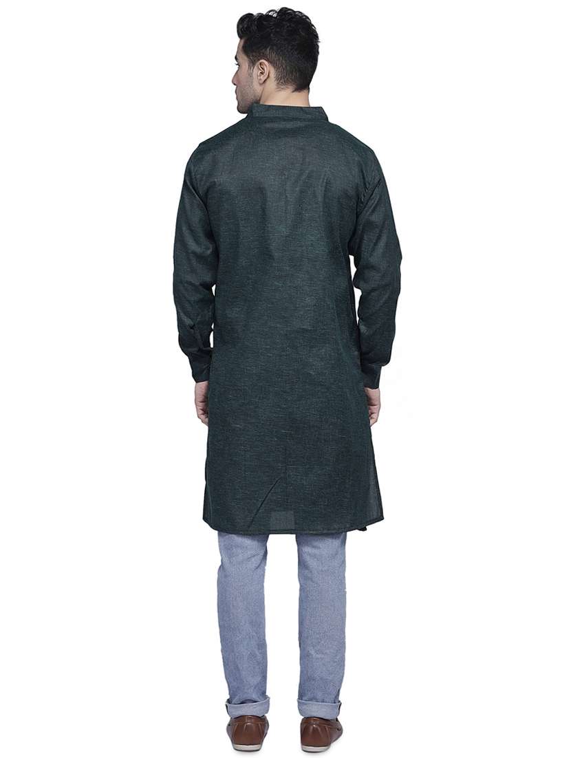 green solid long kurta - 16938519 -  Standard Image - 2