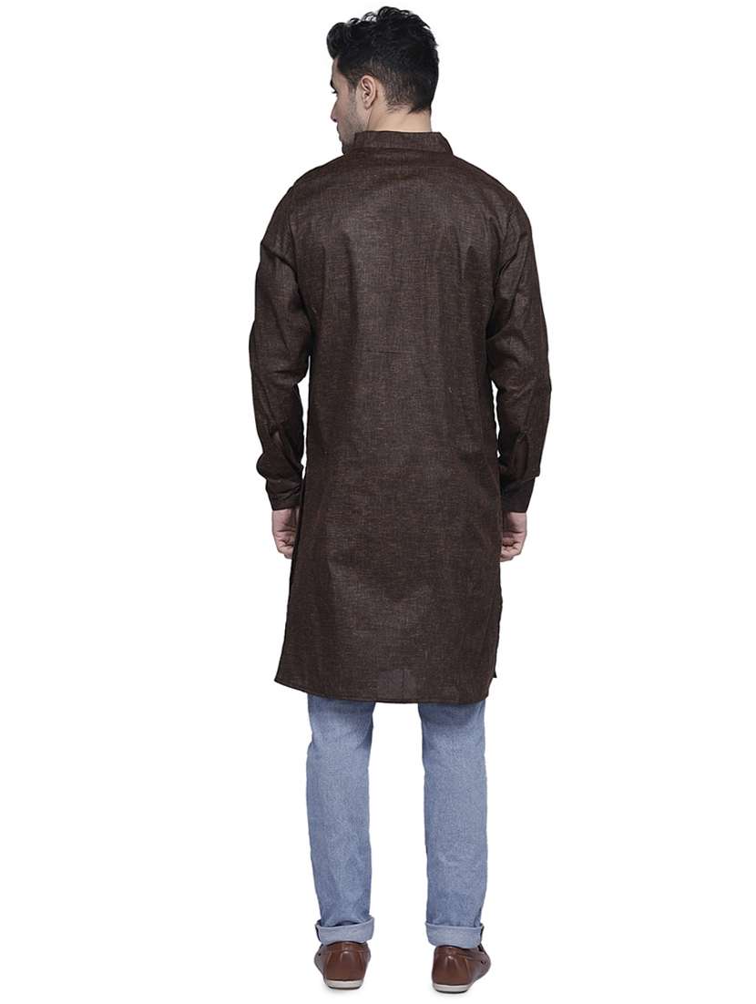 brown solid long kurta - 16938520 -  Standard Image - 2