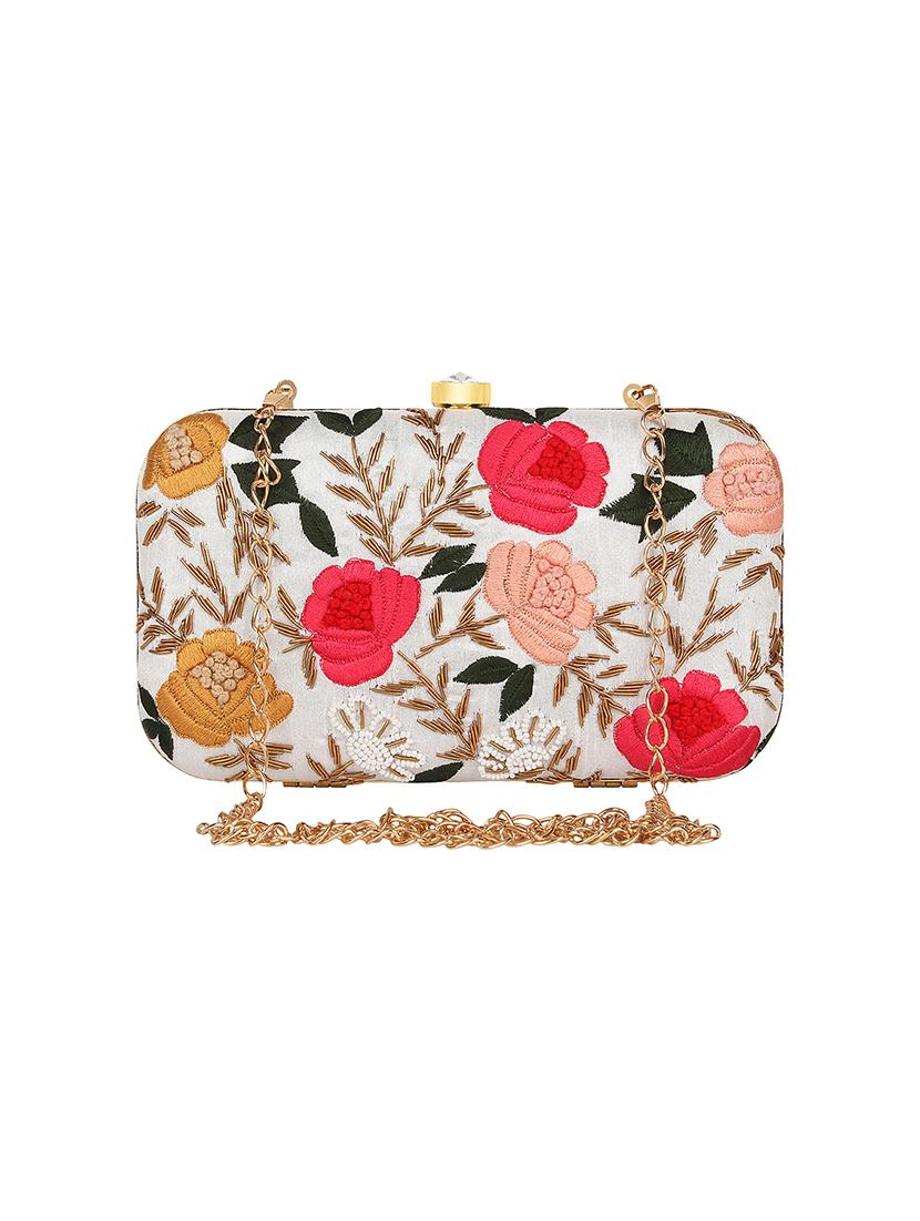 white faux silk box clutch - 16939290 - Zoom Image - 0