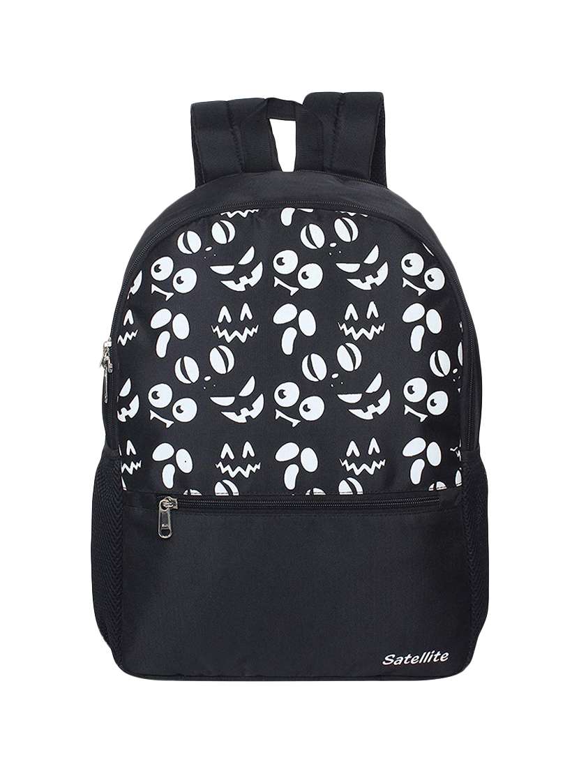 black faux silk laptop backpack