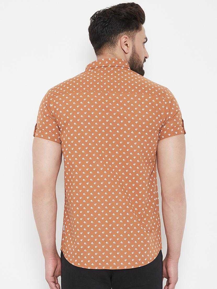 orange printed casual shirt - 16941136 - Standard Image - 2