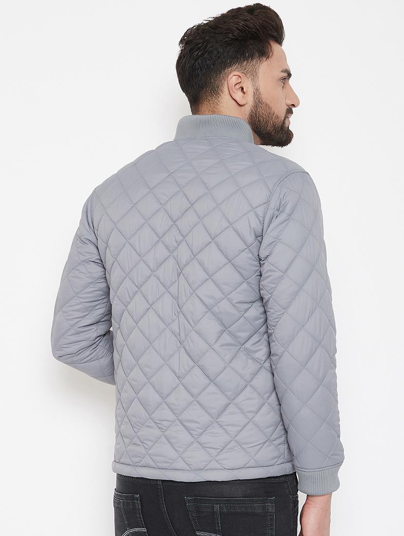 grey solid quilted jacket - 16941153 - Standard Image - 2