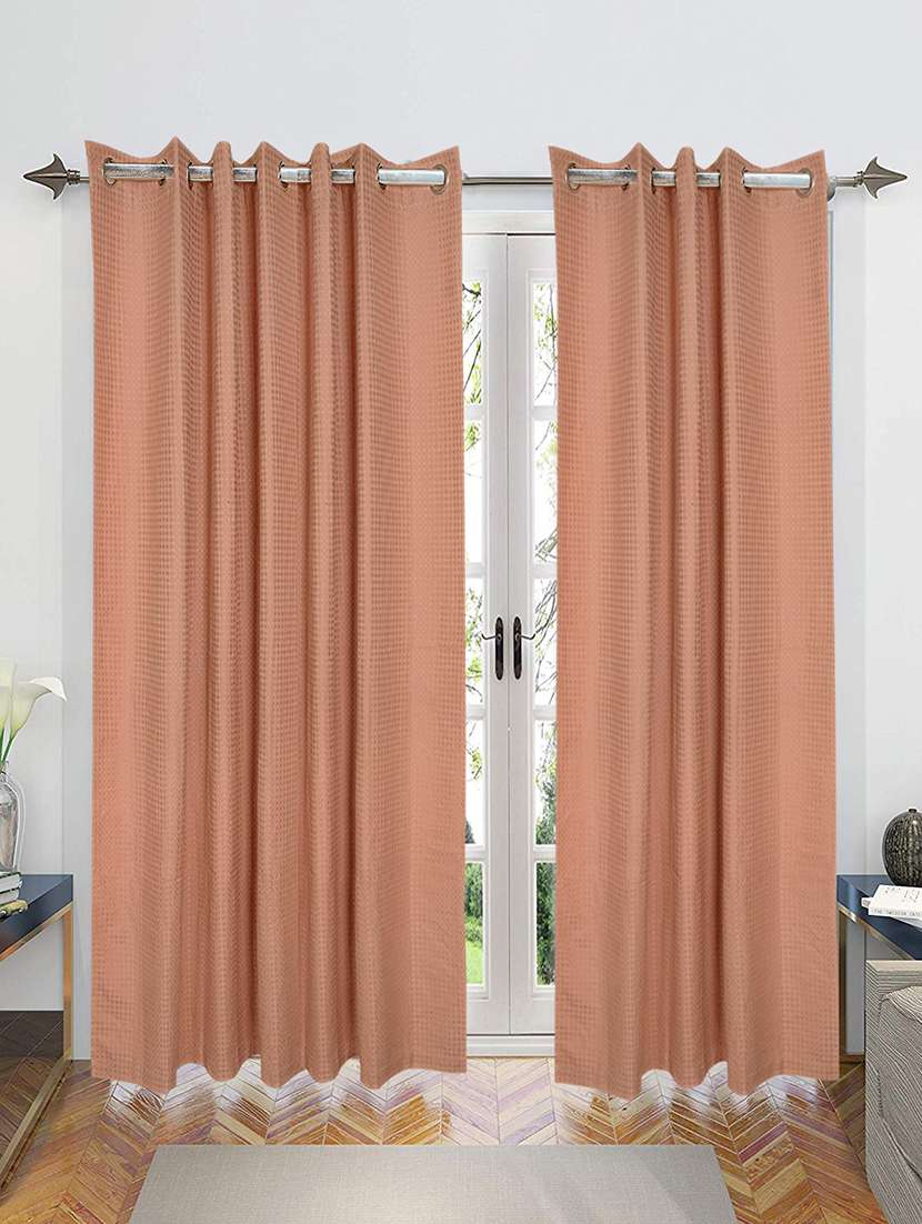   decorative waffle design cotton yarn eyelet door curtains 