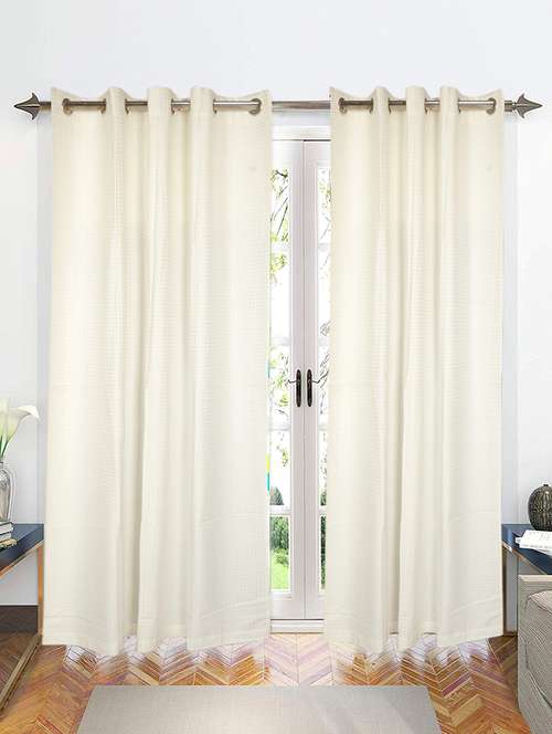 decorative waffle design cotton yarn eyelet door curtains - 16941671 - Standard Image - 0