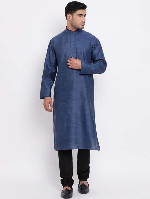 navy blue solid long kurta - 16942370 - Standard Image - 0