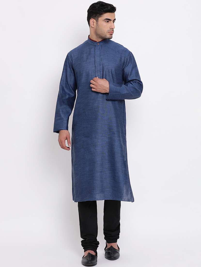 navy blue solid long kurta - 16942370 - Zoom Image - 0