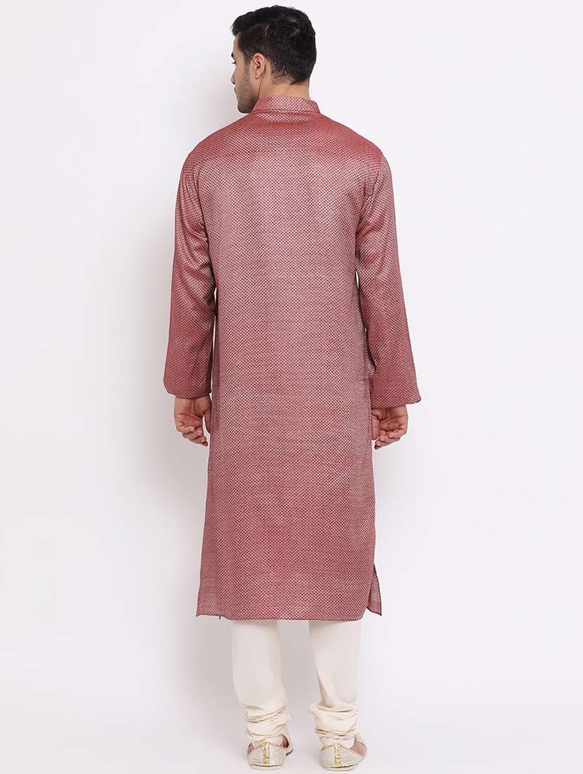 red jacquard long kurta - 16942371 -  Standard Image - 2