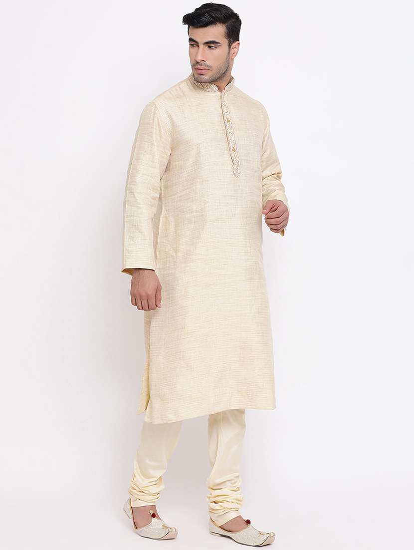 beige self design kurta churidar set - 16943230 -  Standard Image - 2