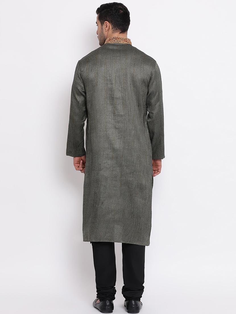 black jacquard kurta churidar set - 16943248 - Standard Image - 2