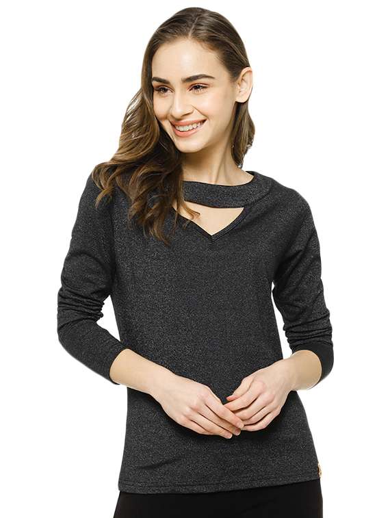 cut out neck solid top 