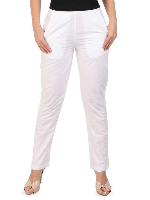 mid rise solid trouser - 16944046 - Standard Image - 0