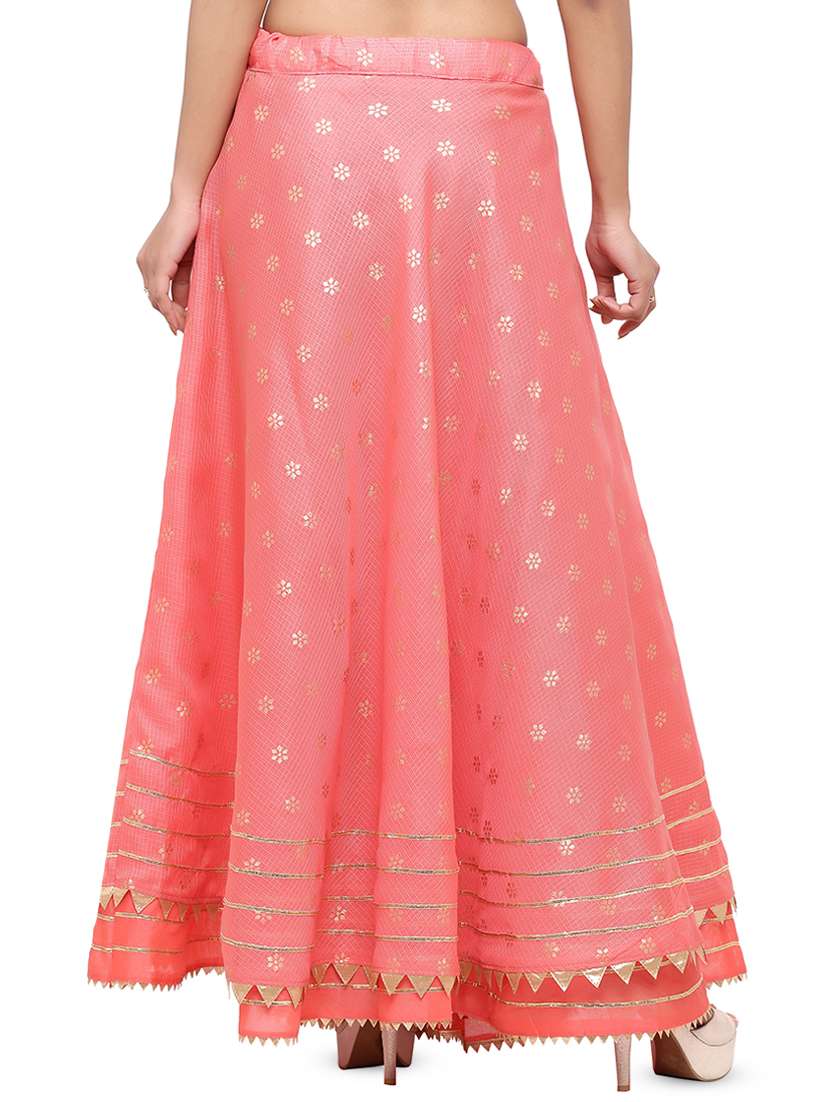 gold embroidered cotton a-line skirt - 16944565 -  Standard Image - 2