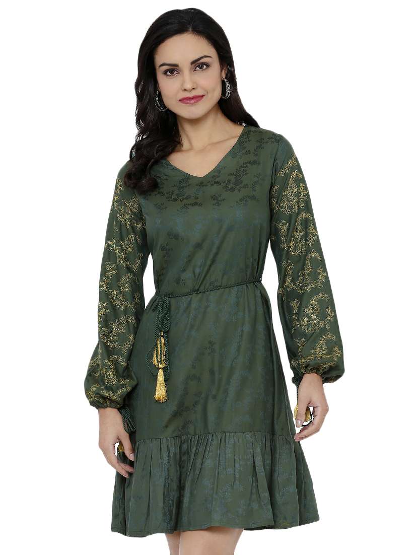 tassel tie up a-line dress 