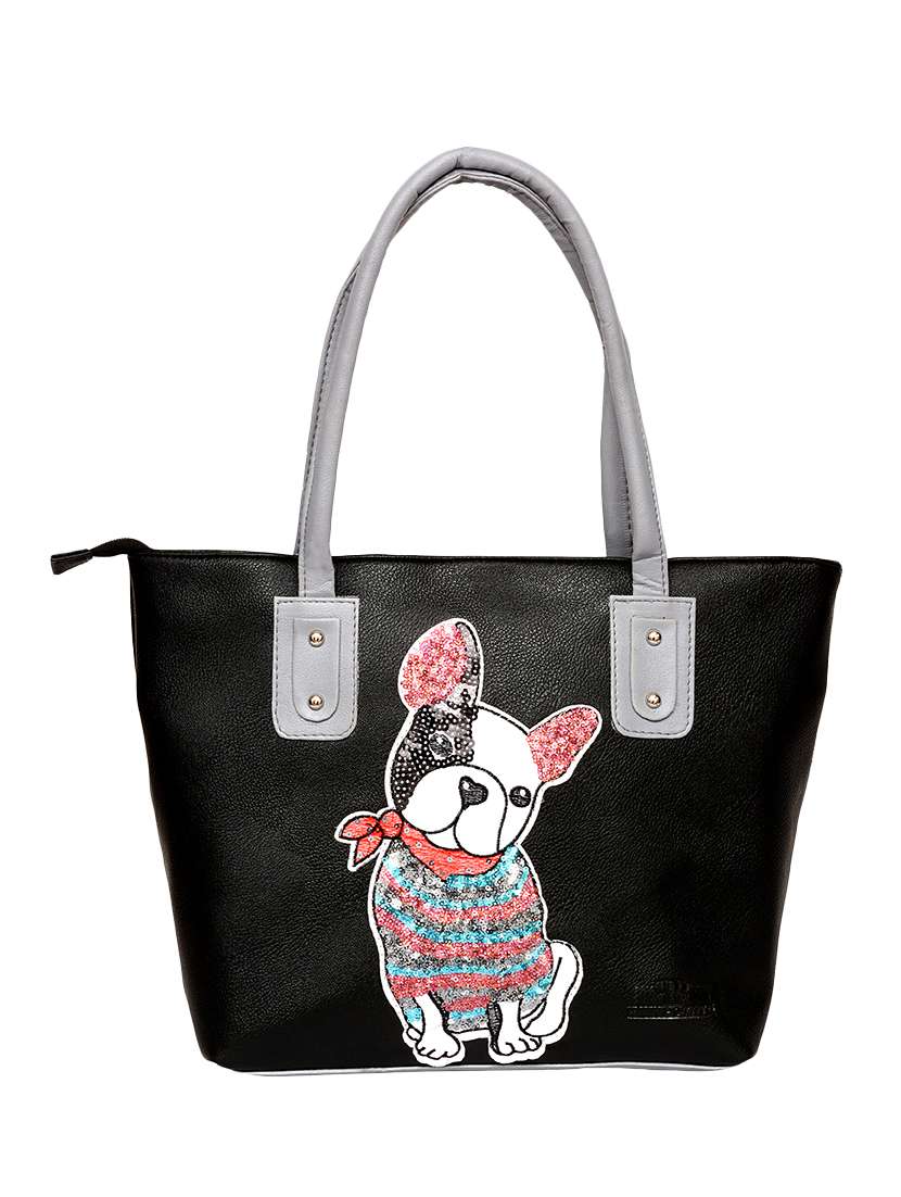 black leather handbag