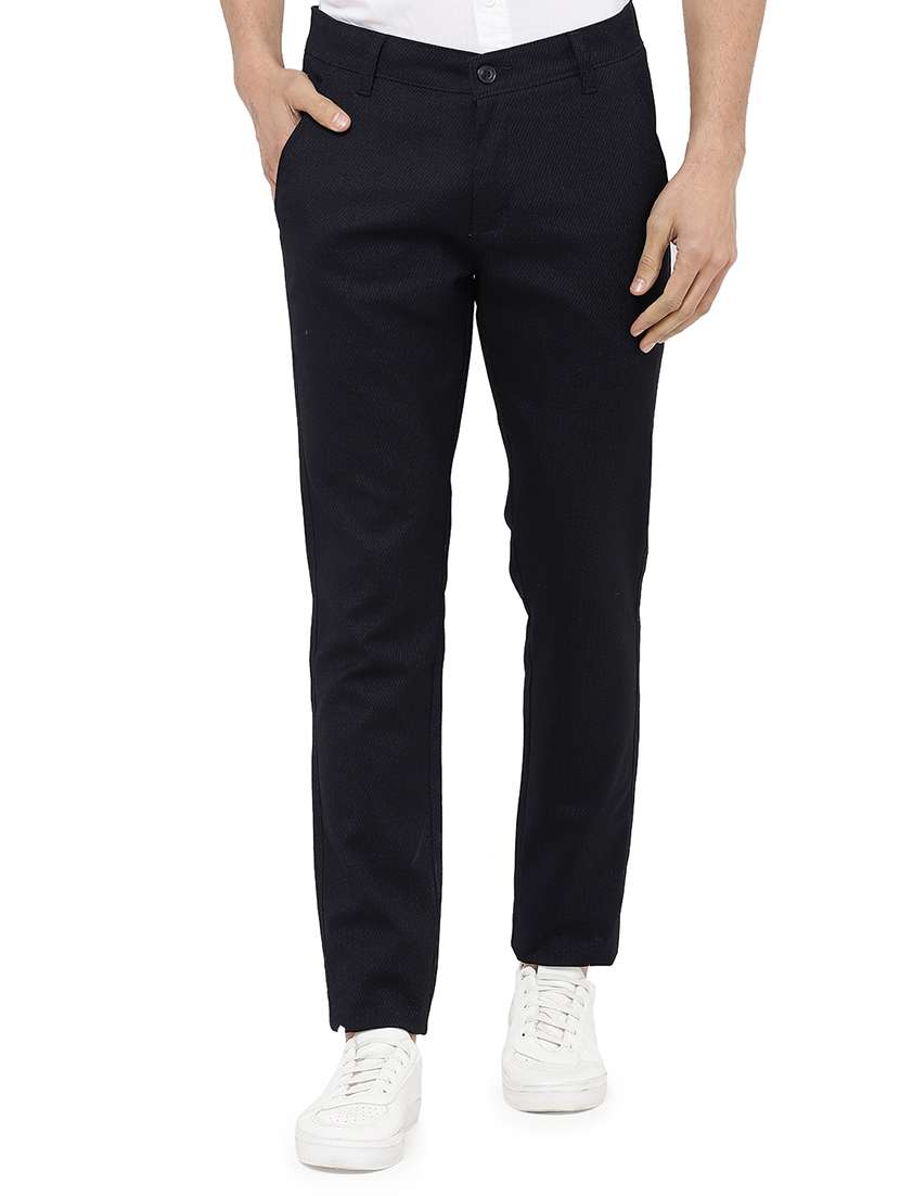 men mid rise self design chinos 