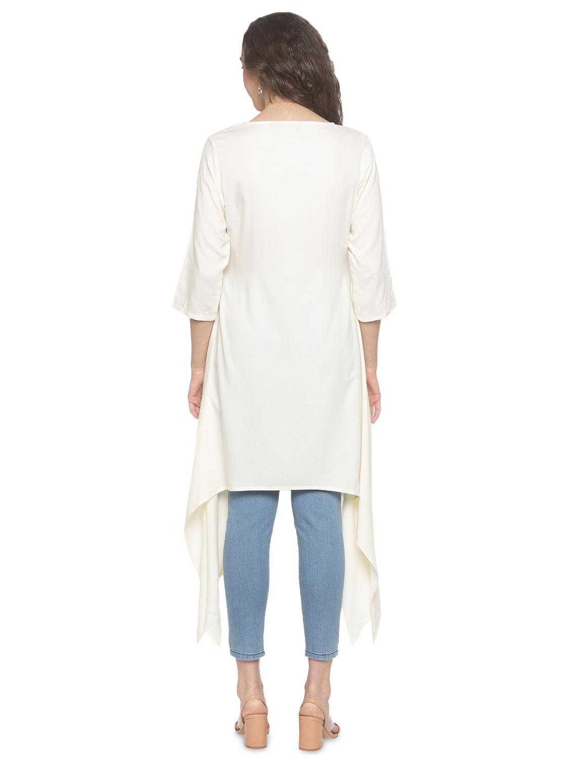 yoke embroidered asymmetric kurta - 16945530 - Standard Image - 2
