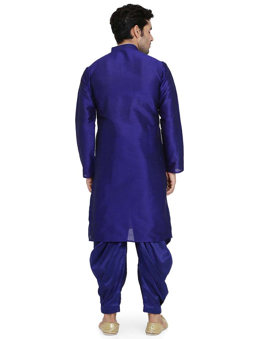 blue silk blend dhoti kurta set - 16945630 - Standard Image - 2