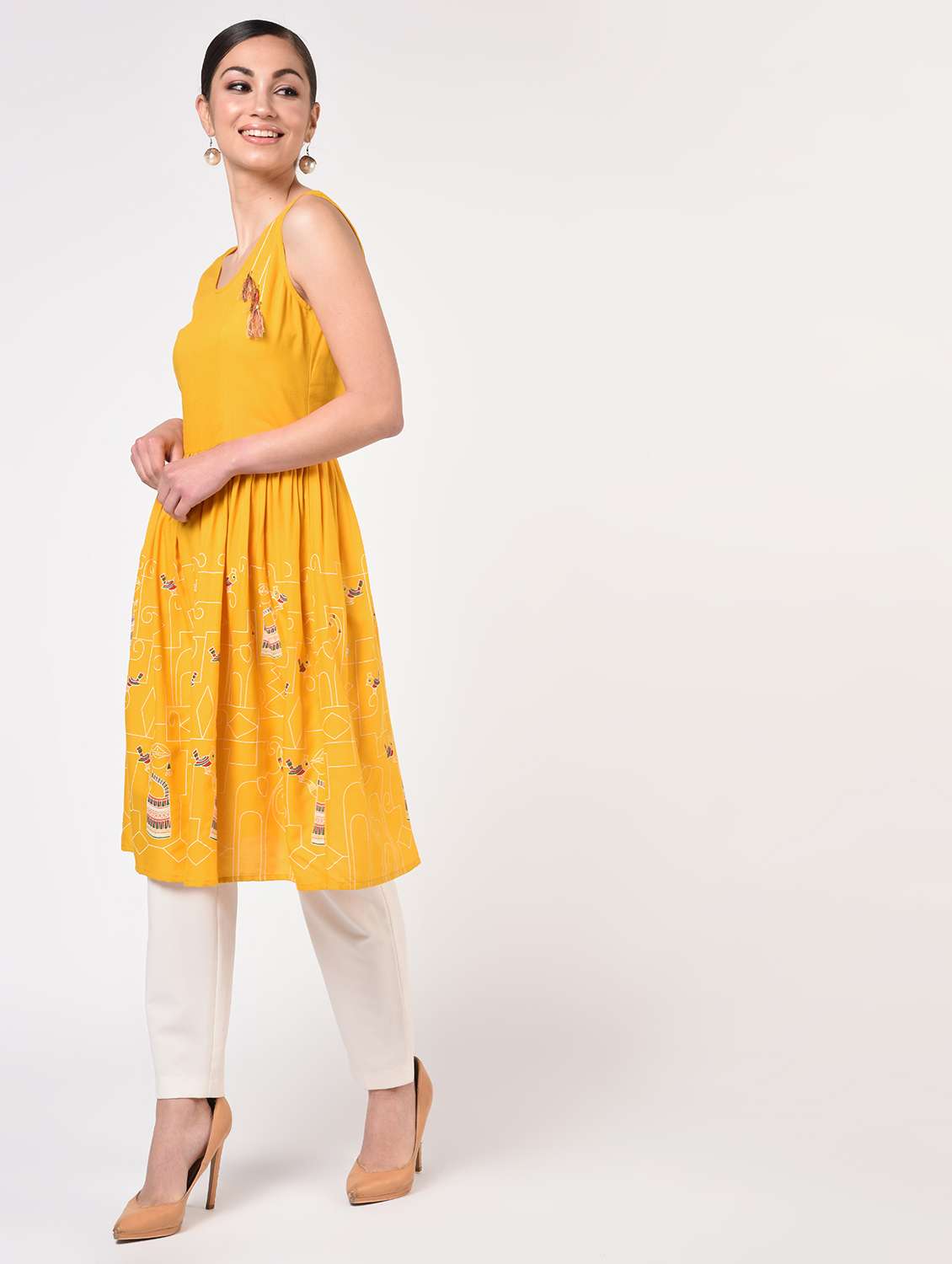 warli print a-line kurta