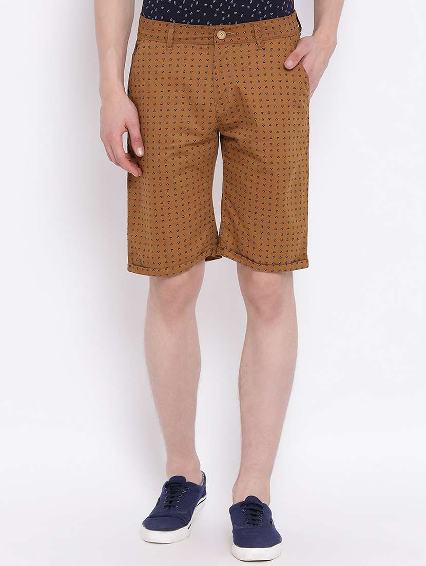 brown printed bermuda shorts