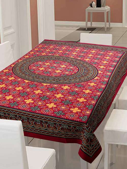 cotton jaipuri print 6 to 8 seater table cloth cover - 16947996 -  Standard Image - 0