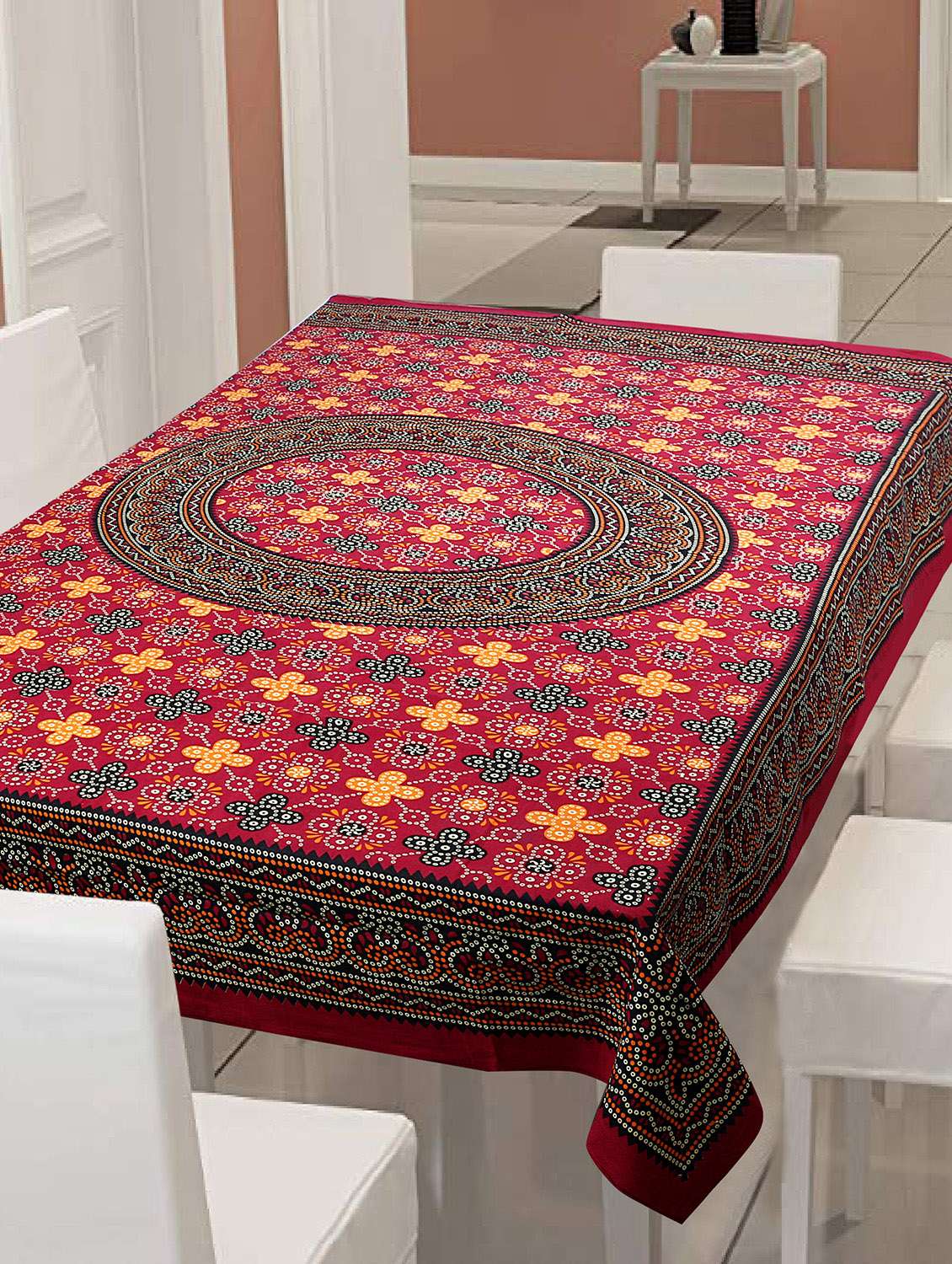cotton jaipuri print 6 to 8 seater table cloth cover - 16947996 -  Zoom Image - 0
