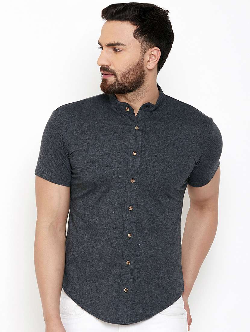 grey solid casual shirt