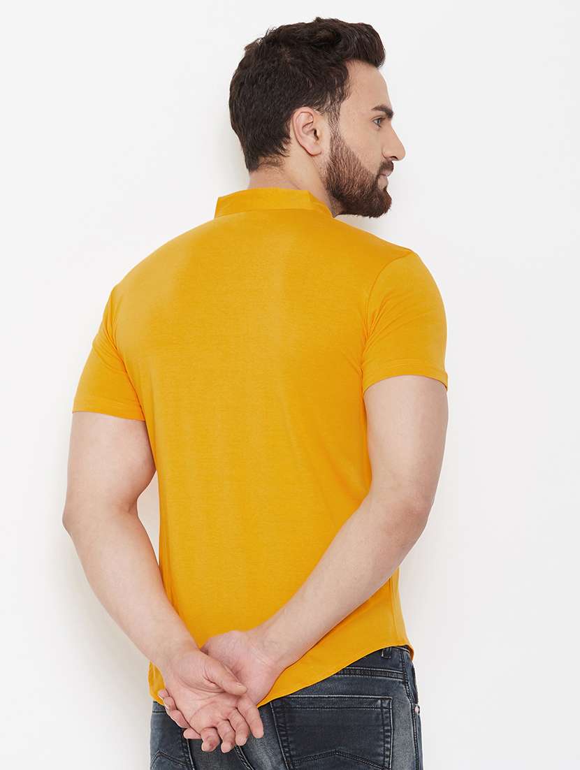 men yellow slim fit solid casual shirt - 16952422 -  Standard Image - 2