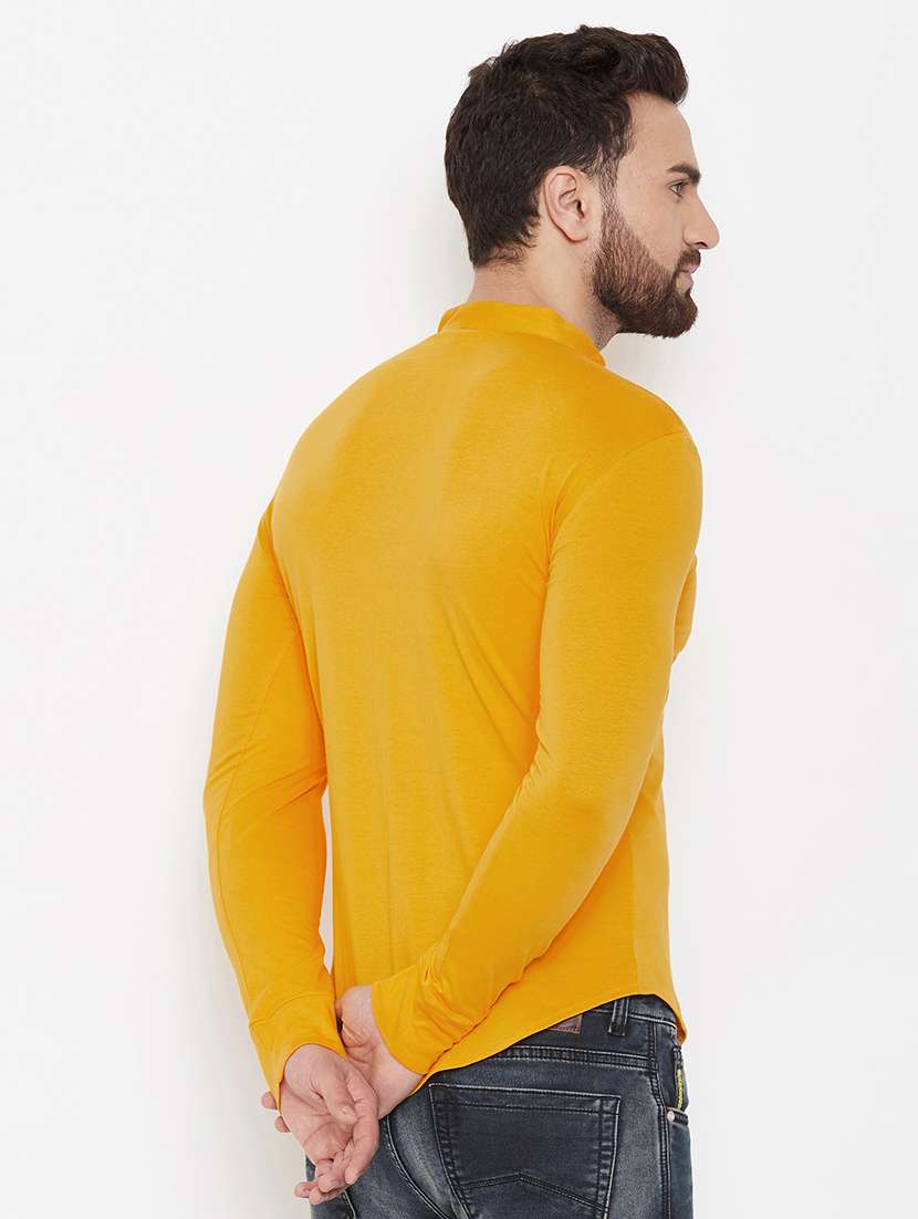 yellow solid casual shirt - 16952425 - Standard Image - 2
