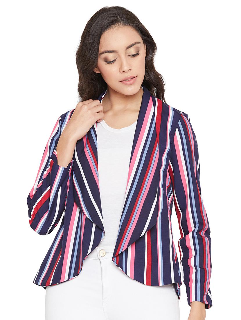 lapel neck striped blazer 
