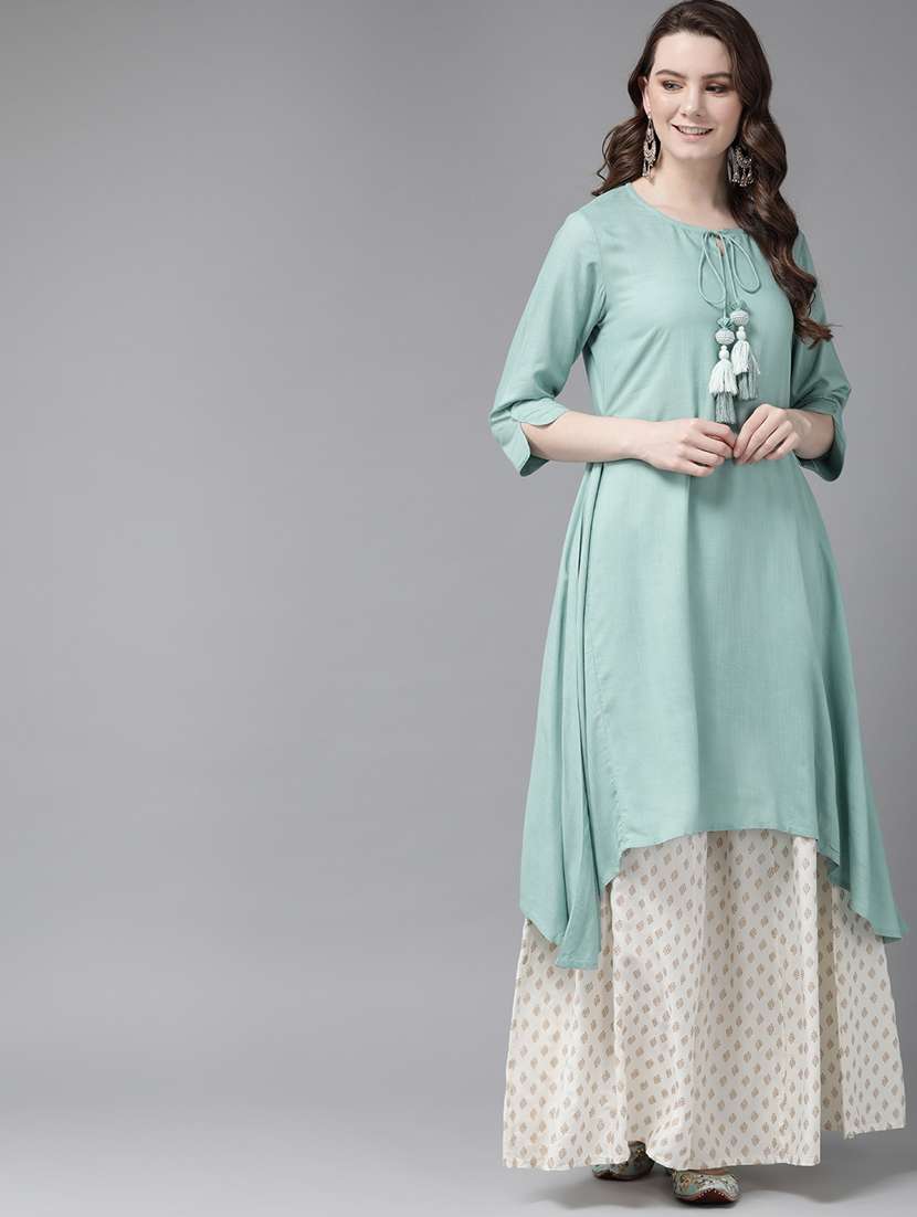 solid asymmetric kurta