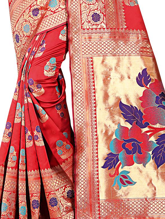 self design banarasi saree with blouse - 16953142 - Standard Image - 2