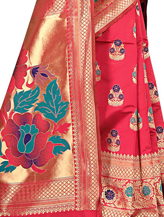 self design banarasi saree with blouse - 16953144 - Standard Image - 2